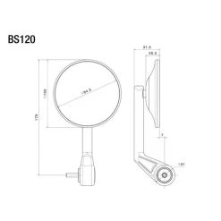 Lenkerendenspiegel M6 E-Pop BS120M Ø94,5mm Magenta/schwarz -Motorradzubehör 0000085334037000 504