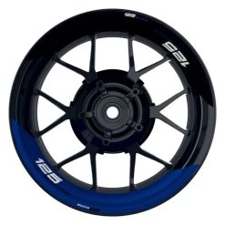 Felgenaufkleber 125 Racing Geteilt Halb Halb Blau Glänzend