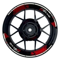 Felgenaufkleber Gixxer 600 Dots Geteilt Schwarz Rot Matt