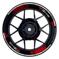 Felgenaufkleber Gixxer 1000 Dots Geteilt Schwarz Rot Matt