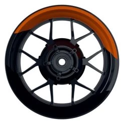 Felgenaufkleber Halb Halb Geteilt Schwarz Orange Matt