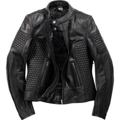 Retro-Style Damen Lederjacke 1.0 Schwarz -Motorradzubehör de000952867