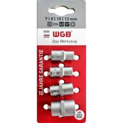 6,3mm (1/4") Steckschlüssel-Einsätze 6-kant 4-teilig SW 7-13