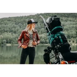 Bad Bonnie Damen Lederjacke Rot -Motorradzubehör de001041514