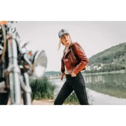 Bad Bonnie Damen Lederjacke Rot -Motorradzubehör de001041516