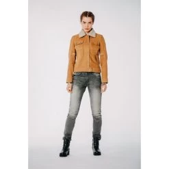 Brave Ebony Damen Lederjacke Beige -Motorradzubehör de001041522