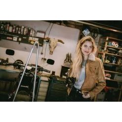 Brave Ebony Damen Lederjacke Beige -Motorradzubehör de001041540