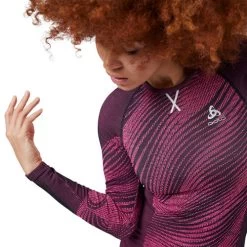 Odlo Blackcomb Eco Damen Funktiosshirt Lang Rosa -Motorradzubehör de001043474